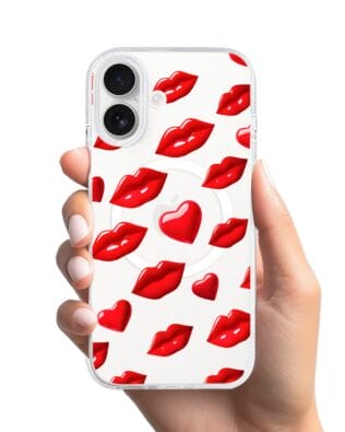 Etui do iPhone 17 z MagSafe przeźroczyste, silikonowe Flexi, czerwone usta