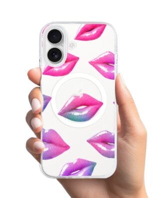 Etui do iPhone 17 z MagSafe przeźroczyste, silikonowe Flexi, hologramowe usta