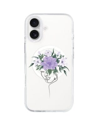 Etui do iPhone 17 z MagSafe przeźroczyste, silikonowe Flexi, kobieta z Kwiatami
