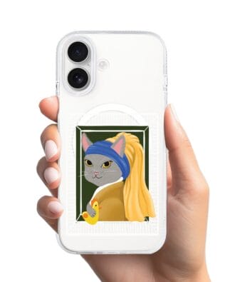 Etui do iPhone 17 z MagSafe przeźroczyste, silikonowe Flexi, kotek z kurczakiem