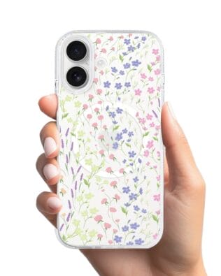 Etui do iPhone 17 z MagSafe przeźroczyste, silikonowe Flexi, kwiaty polne
