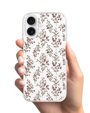 Etui do iPhone 17 z MagSafe przeźroczyste, silikonowe Flexi, Mini Patterns, Różyczki