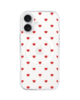 Etui do iPhone 17 z MagSafe przeźroczyste, silikonowe Flexi, Mini Patterns, Serduszka