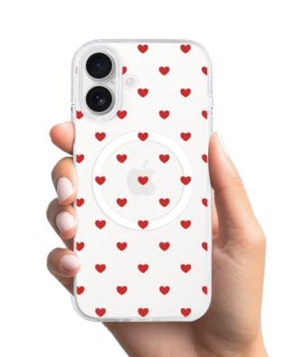 Etui do iPhone 17 z MagSafe przeźroczyste, silikonowe Flexi, Mini Patterns, Serduszka