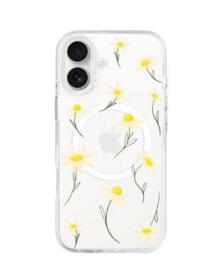 Etui do iPhone 17 z MagSafe przeźroczyste, silikonowe Flexi, stokrotki