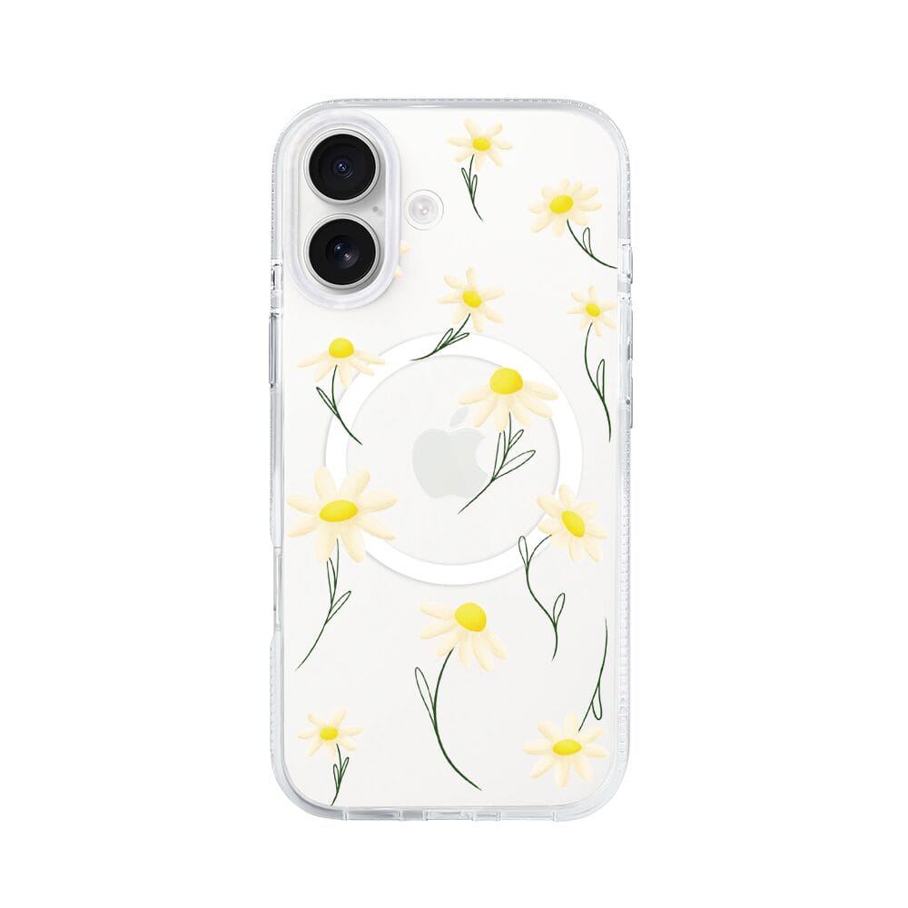 Etui do iPhone 17 z MagSafe przeźroczyste, silikonowe Flexi, stokrotki