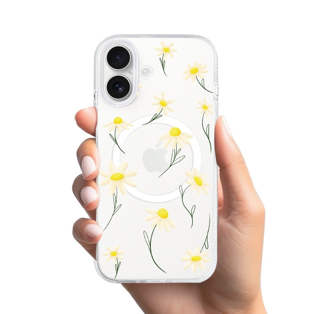Etui do iPhone 17 z MagSafe przeźroczyste, silikonowe Flexi, stokrotki - obrazek 2