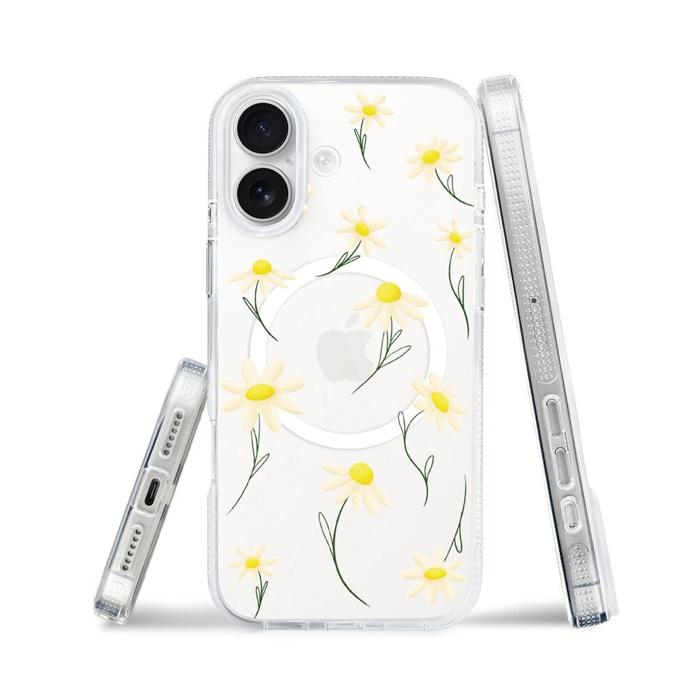 Etui do iPhone 17 z MagSafe przeźroczyste, silikonowe Flexi, stokrotki - obrazek 3
