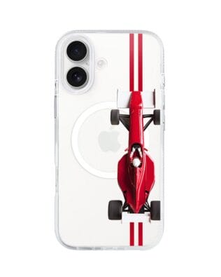 Etui do iPhone 17 z MagSafe przeźroczyste, silikonowe Flexi, Szybkie Auta, czerwone F1