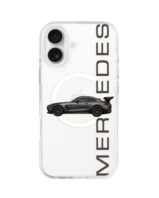 Etui do iPhone 17 z MagSafe przeźroczyste, silikonowe Flexi, Szybkie Auta, Stalowe AMG-GT