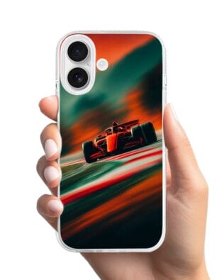 Etui do iPhone 17 z MagSafe przeźroczyste, silikonowe Flexi, Szybkie Auta, Wyścig F1