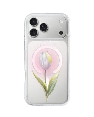 Etui do iPhone 17 Pro Max z MagSafe przeźroczyste, silikonowe Flexi, tulipan