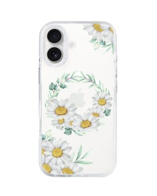 Etui do iPhone 17 z MagSafe przeźroczyste, silikonowe Flexi, wianek stokrotek