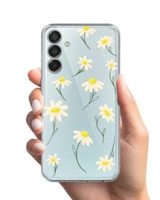 Etui do Samsung Galaxy M15 5G przeźroczyste, silikonowe Flexi, stokrotki