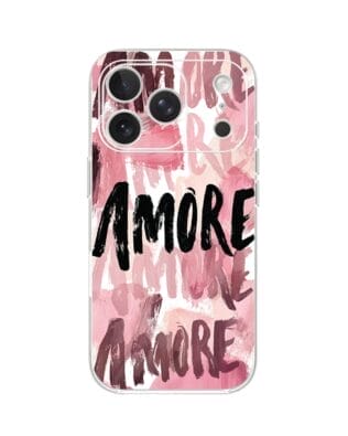 Etui do iPhone 17 Pro przeźroczyste, silikonowe Flexi, Positive Vibes, Amore Amore