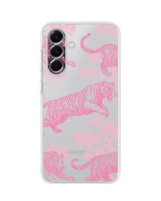 Etui do Samsung Galaxy A56 5G przeźroczyste, silikonowe Flexi, Mystic, Różowe tygrysy