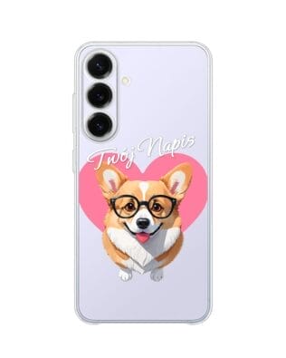 Etui do Samsung Galaxy S25 FE przeźroczyste, silikonowe Flexi, Puppy Love, pies rasy Corgi