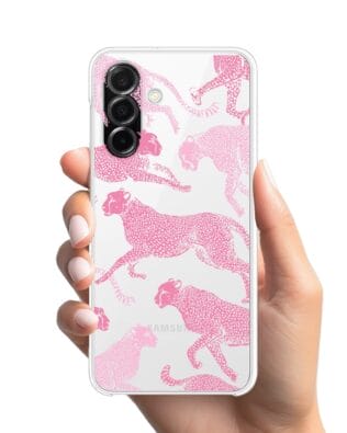 Etui do Samsung Galaxy A26 5G przeźroczyste, silikonowe Flexi, Mystic, Różowe pumy