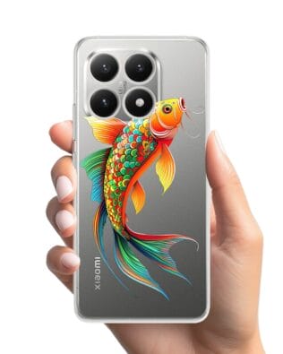 Etui do Xiaomi 15T przeźroczyste, silikonowe Flexi, Dzika Mandala, Złota ryba