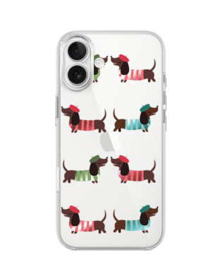 Etui do iPhone 17 przeźroczyste, silikonowe Flexi, Summer Patterns, eleganckie jamniki