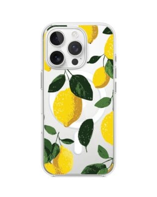 Etui do iPhone 14 Pro z MagSafe przeźroczyste, silikonowe Flexi, Italian Summer, Cytrynowe