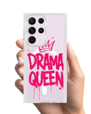 Etui do Samsung Galaxy S23 Ultra z MagSafe przeźroczyste, silikonowe Flexi, Positive Vibes, Drama Queen