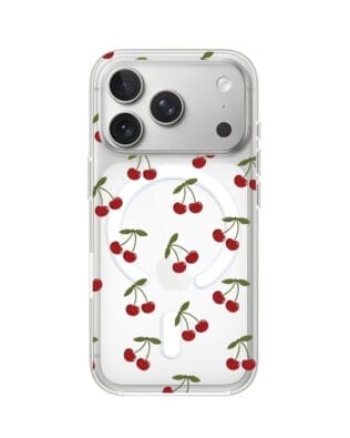 Etui do iPhone 17 Pro Max z MagSafe przeźroczyste, silikonowe Flexi, Mini Patterns, Wiśnie