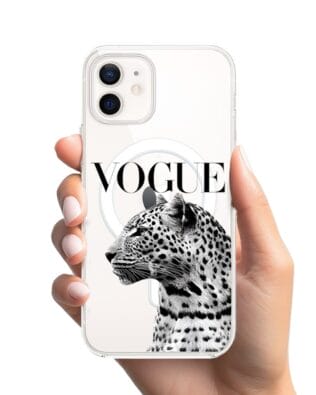 Etui do iPhone 12 z MagSafe przeźroczyste, silikonowe Flexi, Positive Vibes, Tygrys Vogue