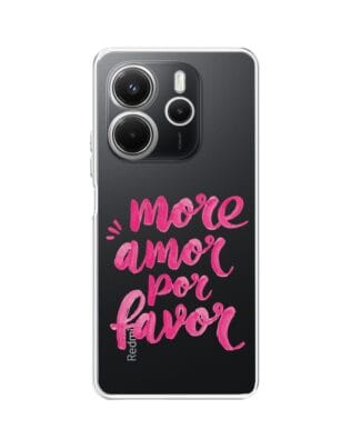 Etui do Xiaomi Redmi Note 14 4G przeźroczyste, silikonowe Flexi, Positive Vibes, More amore per favore