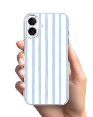 Etui do iPhone 17 przeźroczyste, silikonowe Flexi, Summer Patterns, biało-niebieskie paski