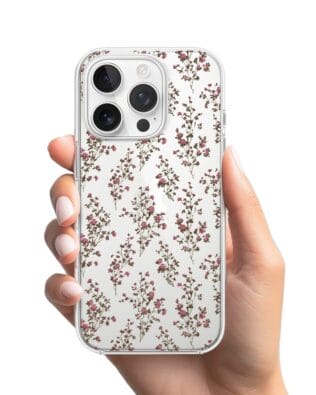 Etui do iPhone 14 Pro przeźroczyste, silikonowe Flexi, Mini Patterns, Różyczki
