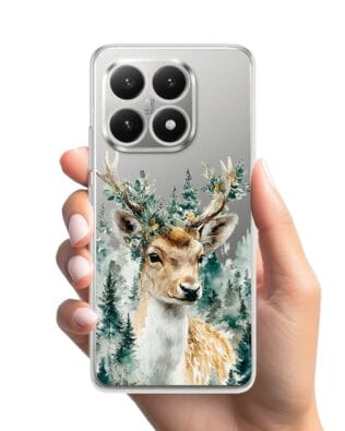 Etui do Xiaomi 15T przeźroczyste, silikonowe Flexi, Przytulne święta, Leśny jelonek