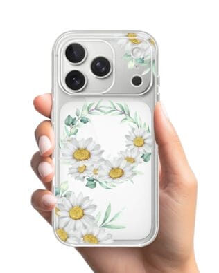 Etui do iPhone 17 Pro Max przeźroczyste, silikonowe Flexi, wianek stokrotek