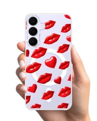 Etui do Samsung Galaxy S25 FE z MagSafe przeźroczyste, silikonowe Flexi, czerwone usta