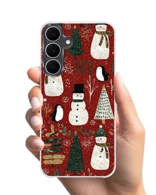 Etui do Samsung Galaxy S25 FE z MagSafe przeźroczyste, silikonowe Flexi, Przytulne święta, Rustykalna świąteczna kraina