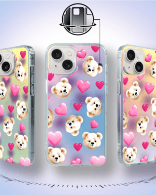 Etui do iPhone 14 IBIZU California Sunset zmieniające kolor, Love Mood, miś i serduszka