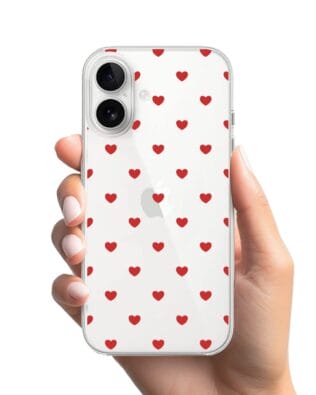 Etui do iPhone 16 Plus przeźroczyste, silikonowe Flexi, Mini Patterns, Serduszka