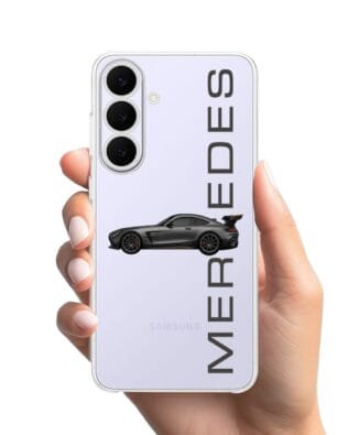 Etui do Samsung Galaxy S25 FE przeźroczyste, silikonowe Flexi, Szybkie Auta, Stalowe AMG-GT