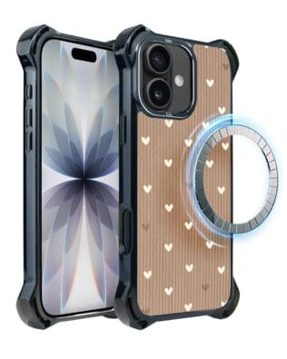 Etui do iPhone 17 IBIZU DropGuard Ultra z MagSafe, Boho, Pudrowe serca