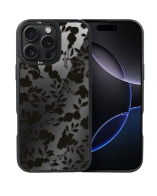 Etui do iPhone 16 Pro IBIZU DropGuard Matt z MagSafe, Midnight, Cienie liści