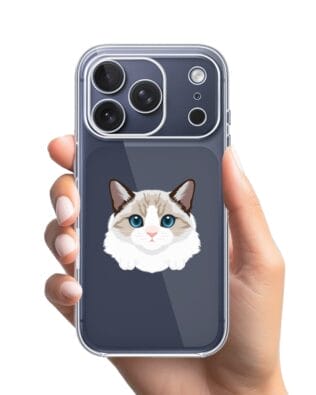Etui do iPhone 17 Pro przeźroczyste, silikonowe Flexi, kot birmański