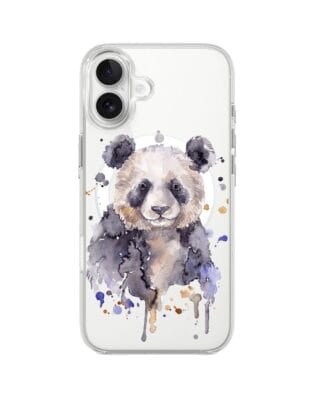 Etui do iPhone 17 z MagSafe przeźroczyste, silikonowe Flexi, Akwarelowe Zoo, Panda
