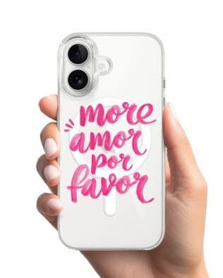 Etui do iPhone 16 z MagSafe przeźroczyste, silikonowe Flexi, Positive Vibes, More amore per favore