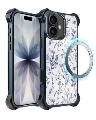 Etui do iPhone 17 IBIZU DropGuard Ultra z MagSafe, Pastel Bloom, Lazurowe szepty