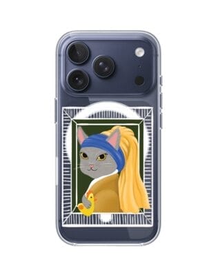 Etui do iPhone 17 Pro Max z MagSafe przeźroczyste, silikonowe Flexi, kotek z kurczakiem