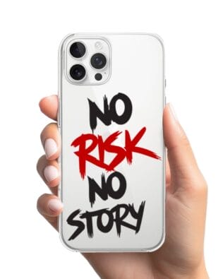Etui do iPhone 12 Pro Max przeźroczyste, silikonowe Flexi, Positive Vibes, No Risk No Story