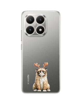 Etui do Xiaomi 15T przeźroczyste, silikonowe Flexi, Przytulne święta, Kot który nie chciał być reniferem