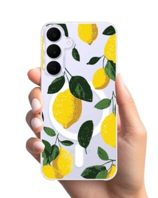 Etui do Samsung Galaxy S25 FE z MagSafe przeźroczyste, silikonowe Flexi, Italian Summer, Cytrynowe