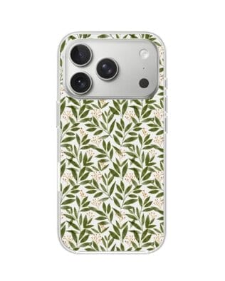 Etui do iPhone 17 Pro z MagSafe przeźroczyste, silikonowe Flexi, Summer Patterns, zielone gałązki