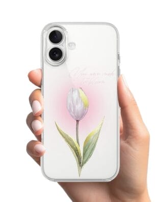 Etui do iPhone 17 przeźroczyste, silikonowe Flexi, tulipan